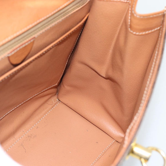 CELINE Macadam Canvas Hand Bag PVC Leather Brown Gold Auth 183407