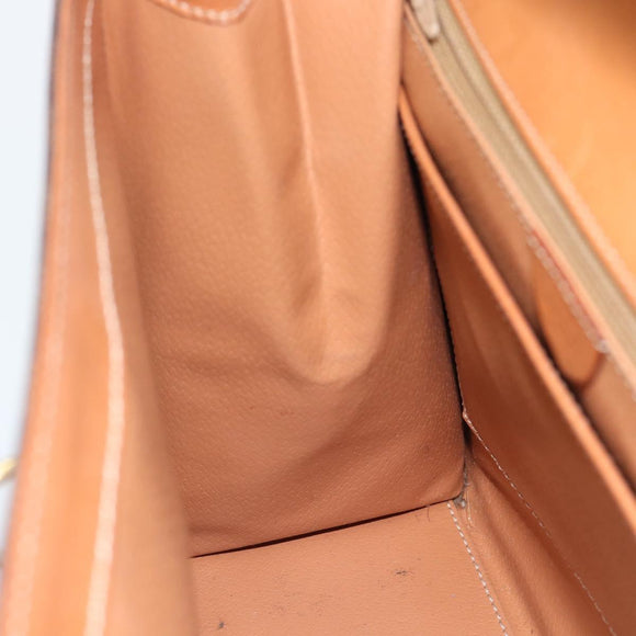 CELINE Macadam Canvas Hand Bag PVC Leather Brown Gold Auth 183407