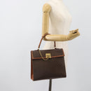 CELINE Macadam Canvas Hand Bag PVC Leather Brown Gold Auth 183407-22
