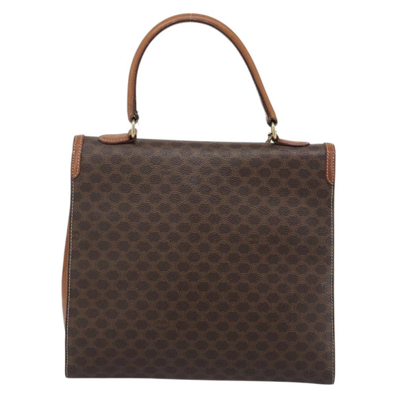 CELINE Macadam Canvas Hand Bag PVC Leather Brown Gold Auth 183407