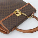 CELINE Macadam Canvas Hand Bag PVC Leather Brown Gold Auth 183407-6