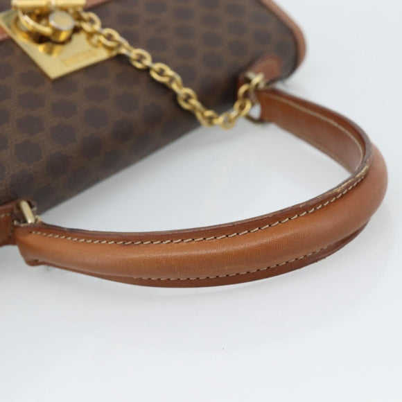 CELINE Macadam Canvas Hand Bag PVC Leather Brown Gold Auth 183407