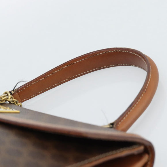 CELINE Macadam Canvas Hand Bag PVC Leather Brown Gold Auth 183407