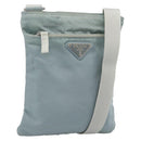 PRADA Shoulder Bag Nylon Light Blue Silver Auth 183410-1
