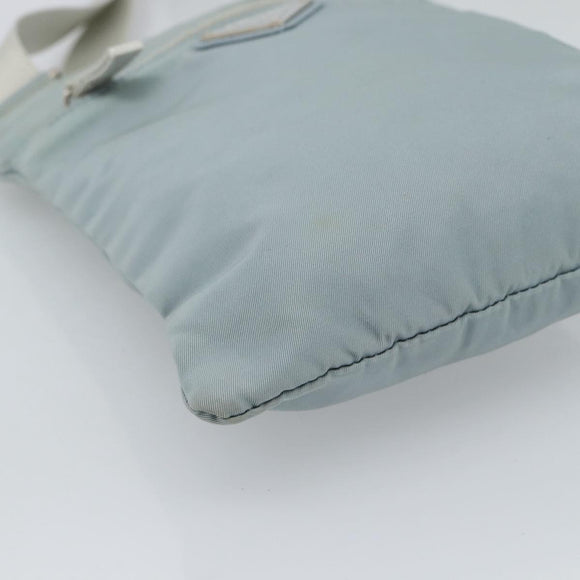PRADA Shoulder Bag Nylon Light Blue Silver Auth 183410