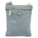 PRADA Shoulder Bag Nylon Light Blue Silver Auth 183410-13