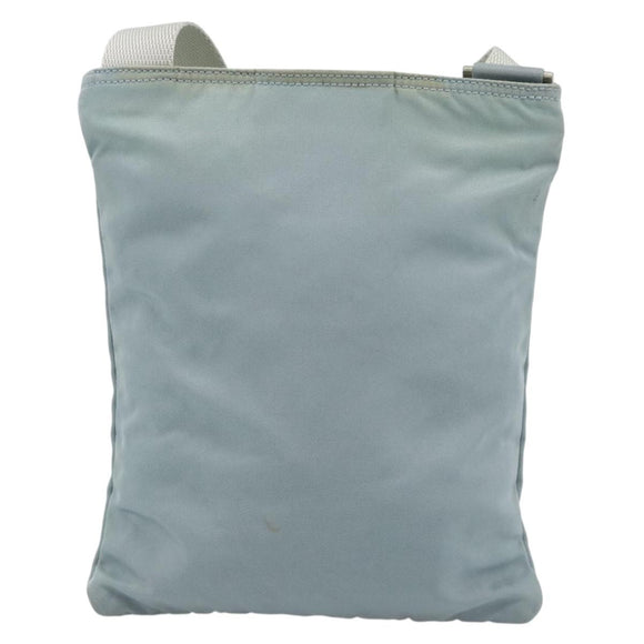 PRADA Shoulder Bag Nylon Light Blue Silver Auth 183410