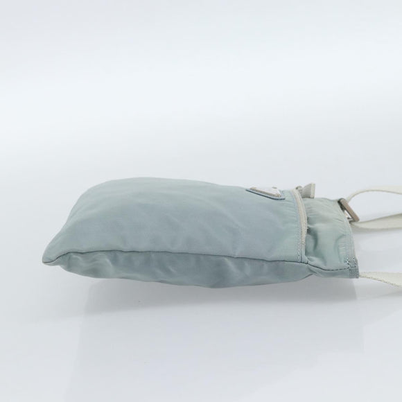 PRADA Shoulder Bag Nylon Light Blue Silver Auth 183410