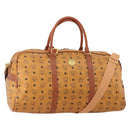 MCM Vicetos Logogram Mini Boston Bag PVC Leather 2way Brown Gold Auth 183418A-1