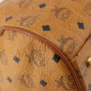 MCM Vicetos Logogram Mini Boston Bag PVC Leather 2way Brown Gold Auth 183418A-15