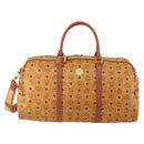 MCM Vicetos Logogram Mini Boston Bag PVC Leather 2way Brown Gold Auth 183418A-2