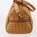 MCM Vicetos Logogram Mini Boston Bag PVC Leather 2way Brown Gold Auth 183418A-4
