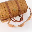 MCM Vicetos Logogram Mini Boston Bag PVC Leather 2way Brown Gold Auth 183418A-7