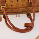 MCM Vicetos Logogram Mini Boston Bag PVC Leather 2way Brown Gold Auth 183418A-9