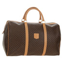 CELINE Macadam Canvas Boston Bag PVC Leather Brown Gold Auth 183419V-1