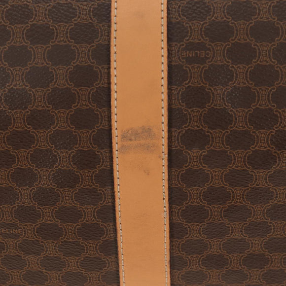 CELINE Macadam Canvas Boston Bag PVC Leather Brown Gold Auth 183419V