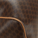 CELINE Macadam Canvas Boston Bag PVC Leather Brown Gold Auth 183419V-16