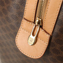 CELINE Macadam Canvas Boston Bag PVC Leather Brown Gold Auth 183419V-19