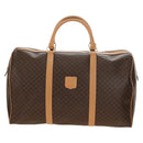CELINE Macadam Canvas Boston Bag PVC Leather Brown Gold Auth 183419V-13