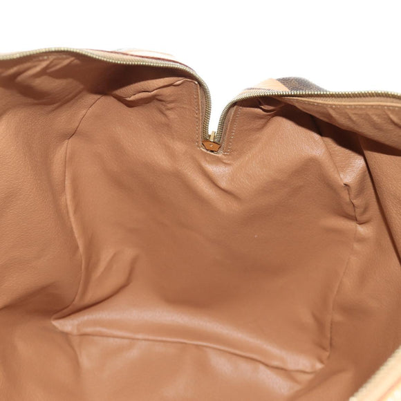 CELINE Macadam Canvas Boston Bag PVC Leather Brown Gold Auth 183419V