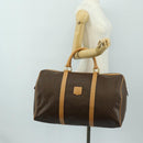 CELINE Macadam Canvas Boston Bag PVC Leather Brown Gold Auth 183419V-24