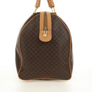 CELINE Macadam Canvas Boston Bag PVC Leather Brown Gold Auth 183419V-4