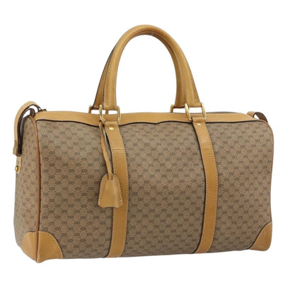 GUCCI Micro GG Supreme Boston Bag PVC Beige Gold Auth 183425