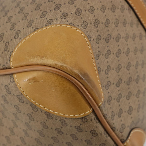 GUCCI Micro GG Supreme Boston Bag PVC Beige Gold Auth 183425