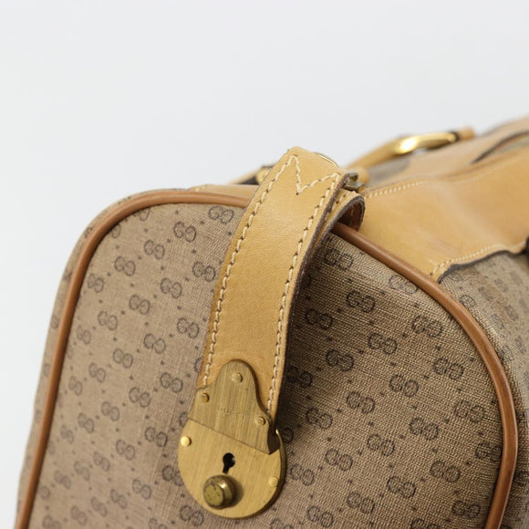 GUCCI Micro GG Supreme Boston Bag PVC Beige Gold Auth 183425