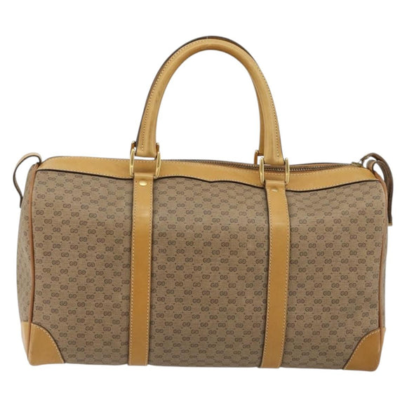 GUCCI Micro GG Supreme Boston Bag PVC Beige Gold Auth 183425