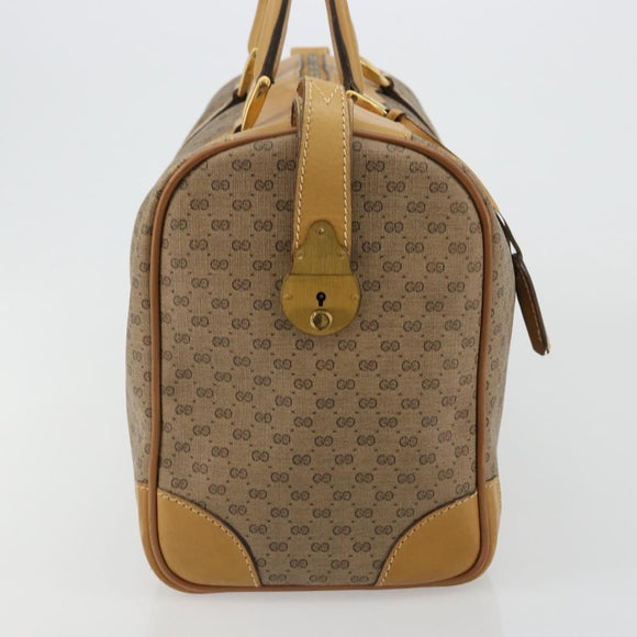 GUCCI Micro GG Supreme Boston Bag PVC Beige Gold Auth 183425