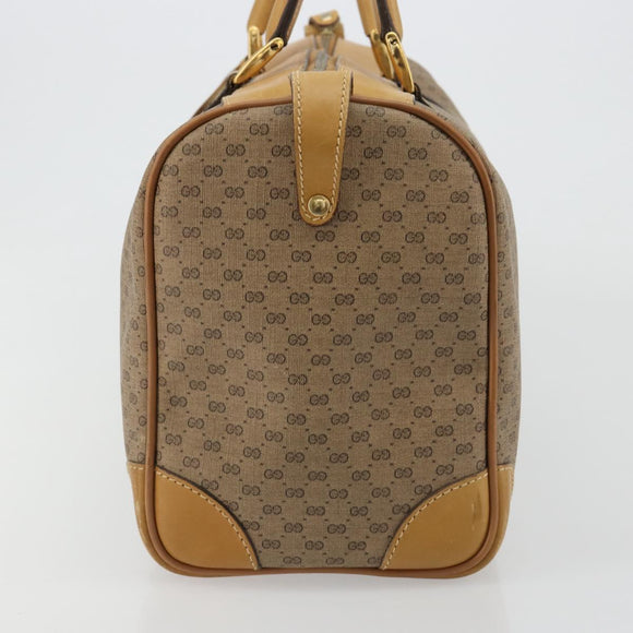 GUCCI Micro GG Supreme Boston Bag PVC Beige Gold Auth 183425
