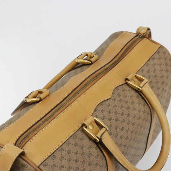 GUCCI Micro GG Supreme Boston Bag PVC Beige Gold Auth 183425