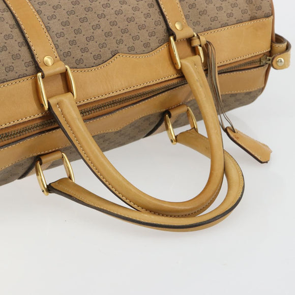 GUCCI Micro GG Supreme Boston Bag PVC Beige Gold Auth 183425
