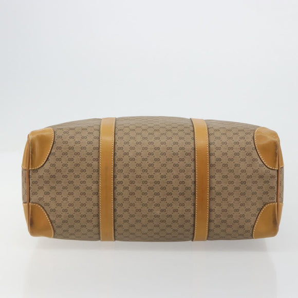 GUCCI Micro GG Supreme Boston Bag PVC Beige Gold Auth 183425