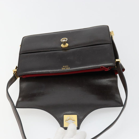 CELINE Umhängetasche Leder Gold Braun Original 183437