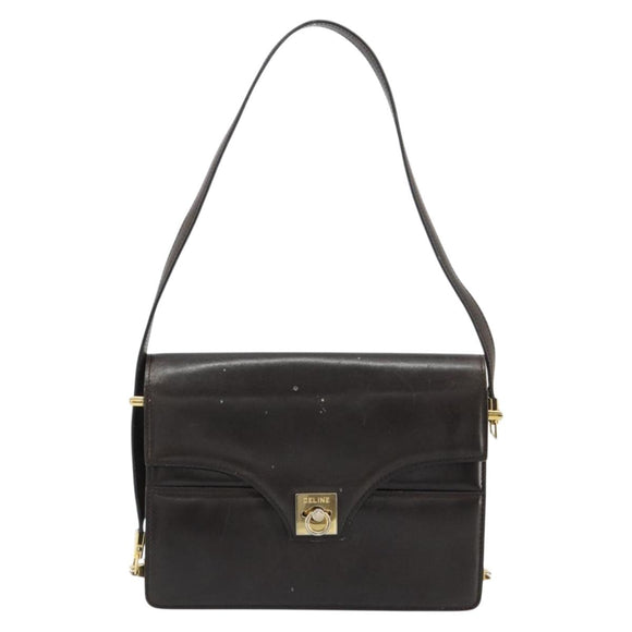CELINE Umhängetasche Leder Gold Braun Original 183437
