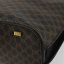 CELINE Macadam Canvas Hand Bag PVC Leather Black Gold Auth 183438-10