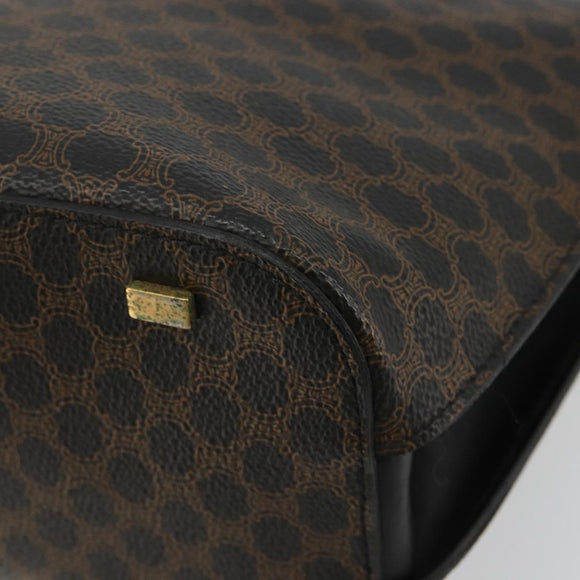 CELINE Macadam Canvas Hand Bag PVC Leather Black Gold Auth 183438