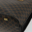 CELINE Macadam Canvas Hand Bag PVC Leather Black Gold Auth 183438-12