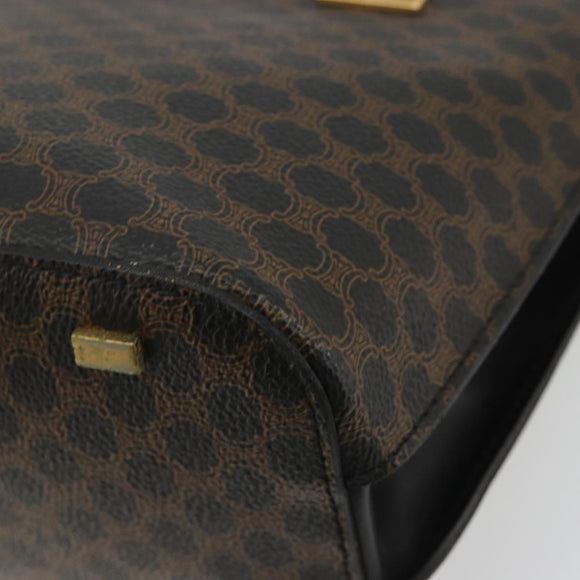 CELINE Macadam Canvas Hand Bag PVC Leather Black Gold Auth 183438