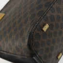 CELINE Macadam Canvas Hand Bag PVC Leather Black Gold Auth 183438-13