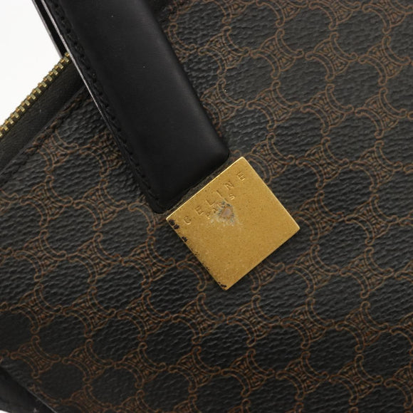 CELINE Macadam Canvas Hand Bag PVC Leather Black Gold Auth 183438