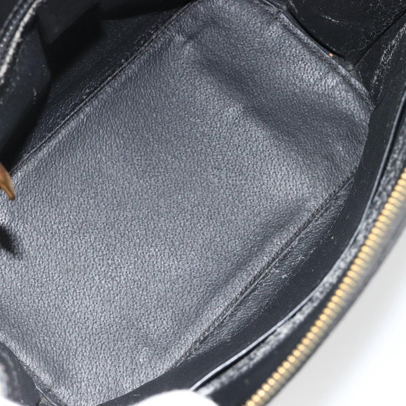 CELINE Macadam Canvas Hand Bag PVC Leather Black Gold Auth 183438