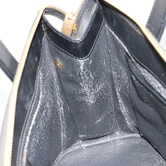 CELINE Macadam Canvas Hand Bag PVC Leather Black Gold Auth 183438