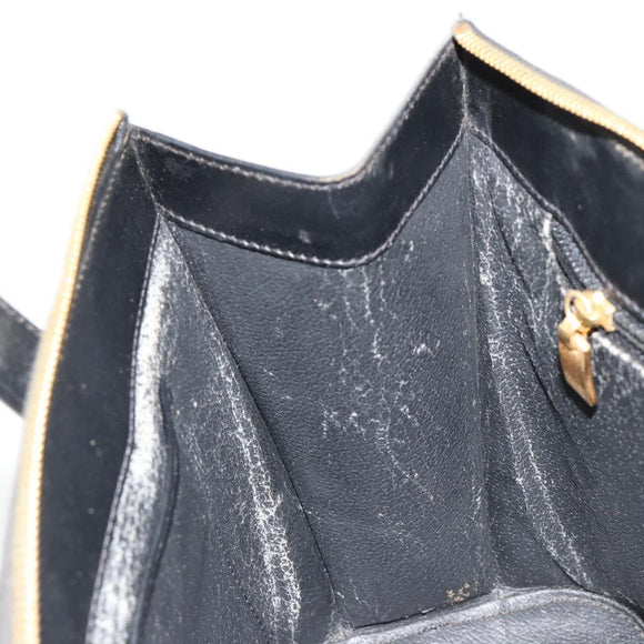 CELINE Macadam Canvas Hand Bag PVC Leather Black Gold Auth 183438