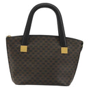 CELINE Macadam Canvas Hand Bag PVC Leather Black Gold Auth 183438-2
