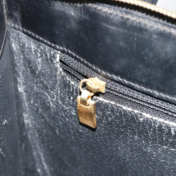 CELINE Macadam Canvas Hand Bag PVC Leather Black Gold Auth 183438