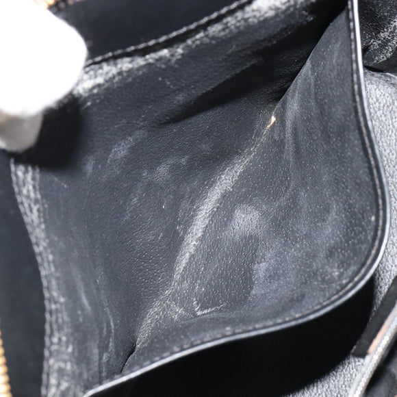 CELINE Macadam Canvas Hand Bag PVC Leather Black Gold Auth 183438