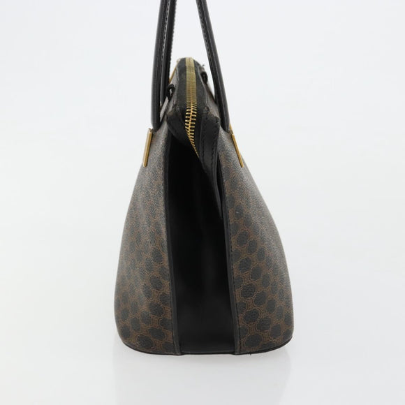CELINE Macadam Canvas Hand Bag PVC Leather Black Gold Auth 183438